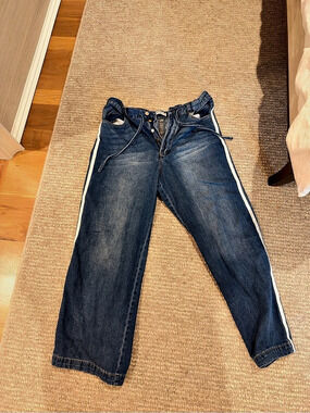 Scotch & Soda Women's Blue semi wide  Leg track pant style Jeans xl